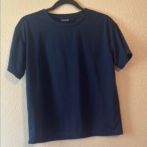 SHEIN Blue Short Sleeve Tee Casual Classic